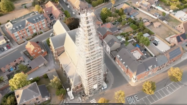Vidéo drone échafaudage de l’église de Ghlin